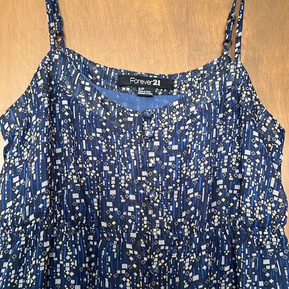 EUC Forever 21 Button Down Spaghetti Straps Empire Waist Sundress size SP